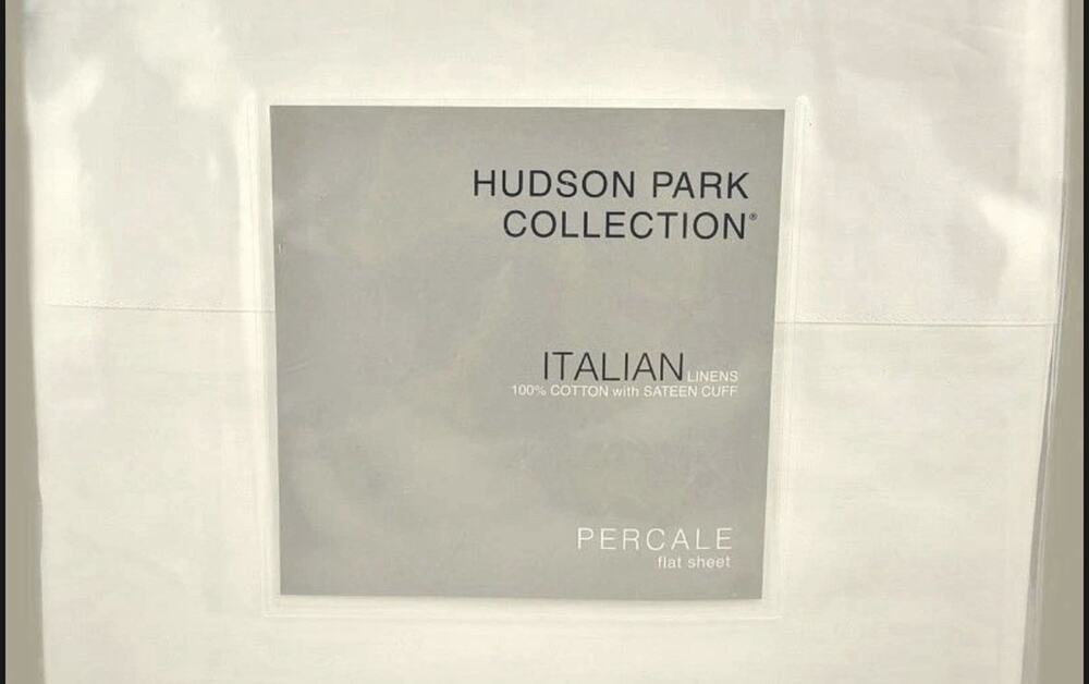 Hudson Park Italian Linens Sateen Cuff KING Flat Sheet White
